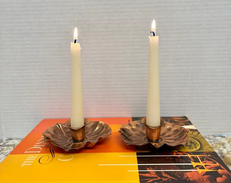 Vintage Gregorian Copper Candlesticks Taper Candle Holders Signed Pair 2 USA