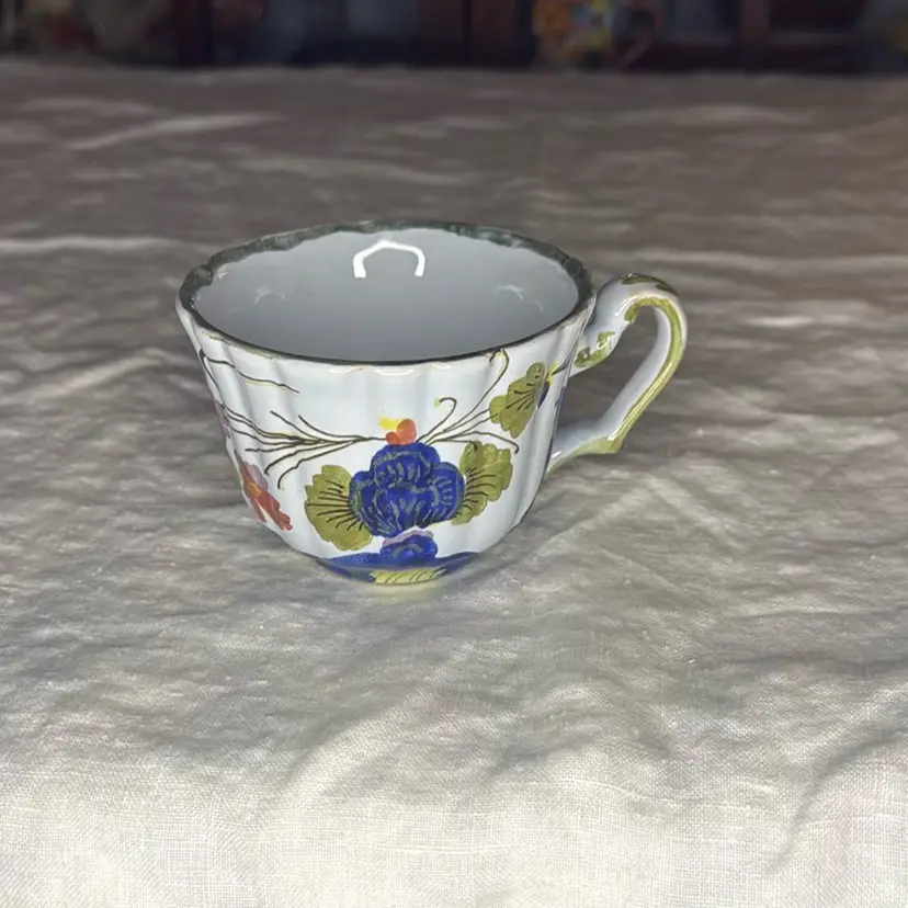 AMM Faenza Garofano Vtg Italy Blue Carnation Pottery Cup