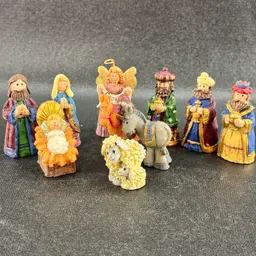 Vintage Giftco Inc 2" Miniature Nativity Set Of 10 Pieces Polystone