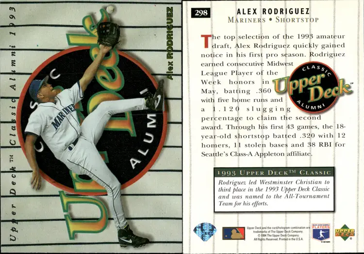 Alex Rodriguez Rookie Lot Of 15 Baseball Cards  CC12