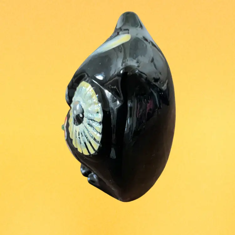 Vintage Fenton HP Onyx Glass “Hooty” Owl Figurine 3” x 3”