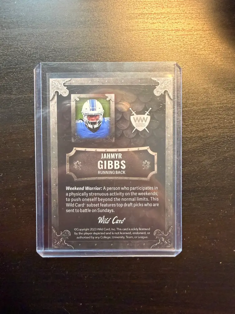 Jahmyr Gibbs 2023 Wild Card Matte Weekend Warrior Rookie /75