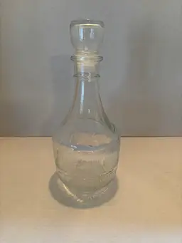 Vintage Arcoroc "Fleur" Clear Glass Decanter by Luminarc in France 11in. Tall