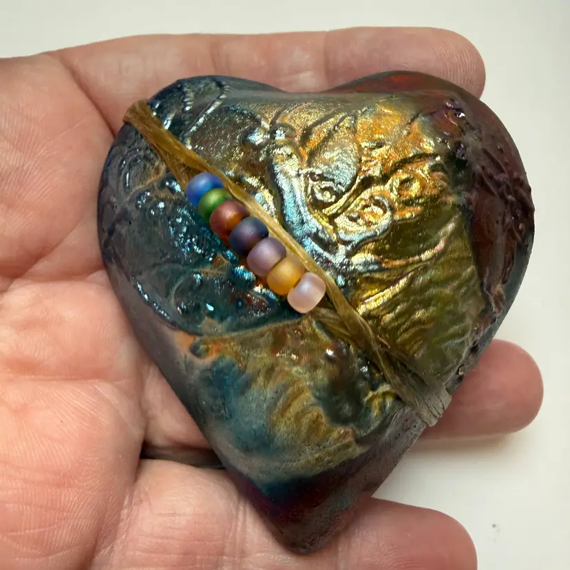 J Davis Raku Heart Inner Spirit Shaker Rattle Butterfly Dragonfly Pottery Insect