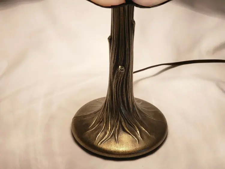 TIFFA MINI Dragonfly Stained Glass Lamp Shade and Brass Tree Base Tiffany Style