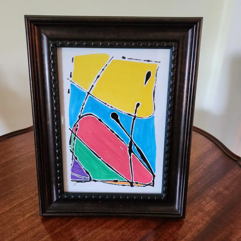 Marble Art On Watercolor Paper Original Signed By The Artist Frame Not Included 5x7