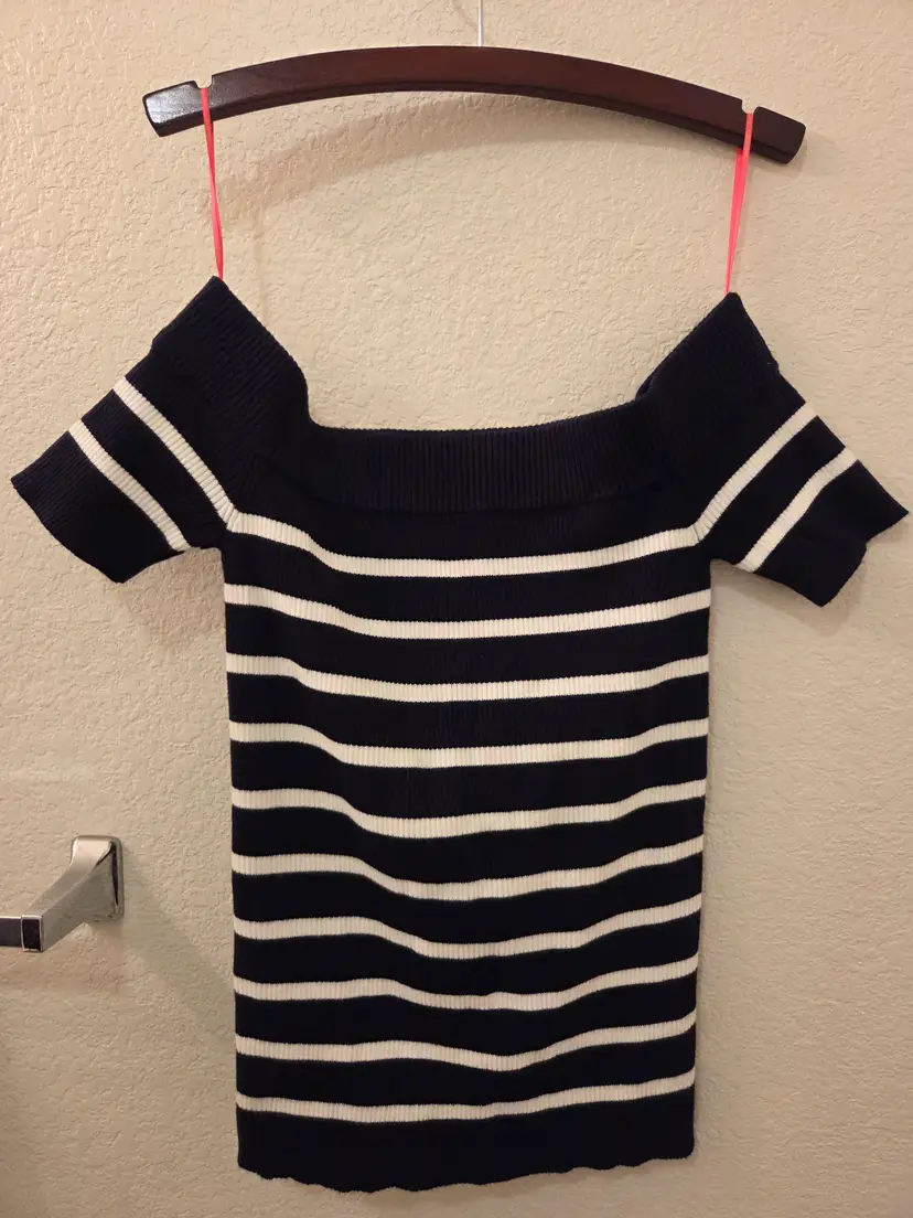 NWOT Off The Shoulder Navy and White Stripe XS Catherine MaLendrino Top