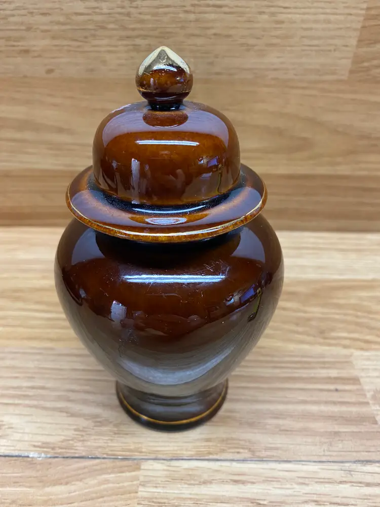 Vtg Japanese Porcelain Ginger Candy Jar Hand Paint Peacock & Flora