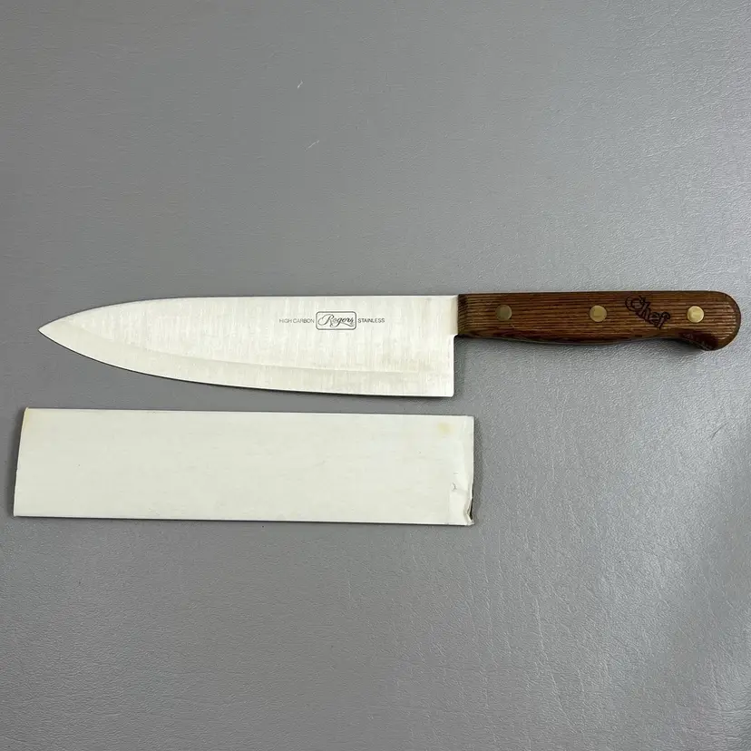 Vintage Rogers High Carbon Stainless Steel Chef Kitchen Knife Japan 8" Mint Condition
