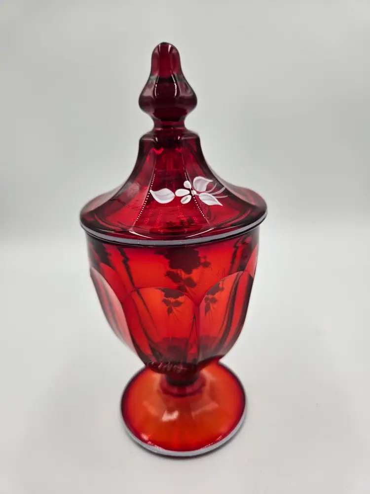 #TR57 Westmoreland Ruby Lidded 1979 Signed Candy Dish