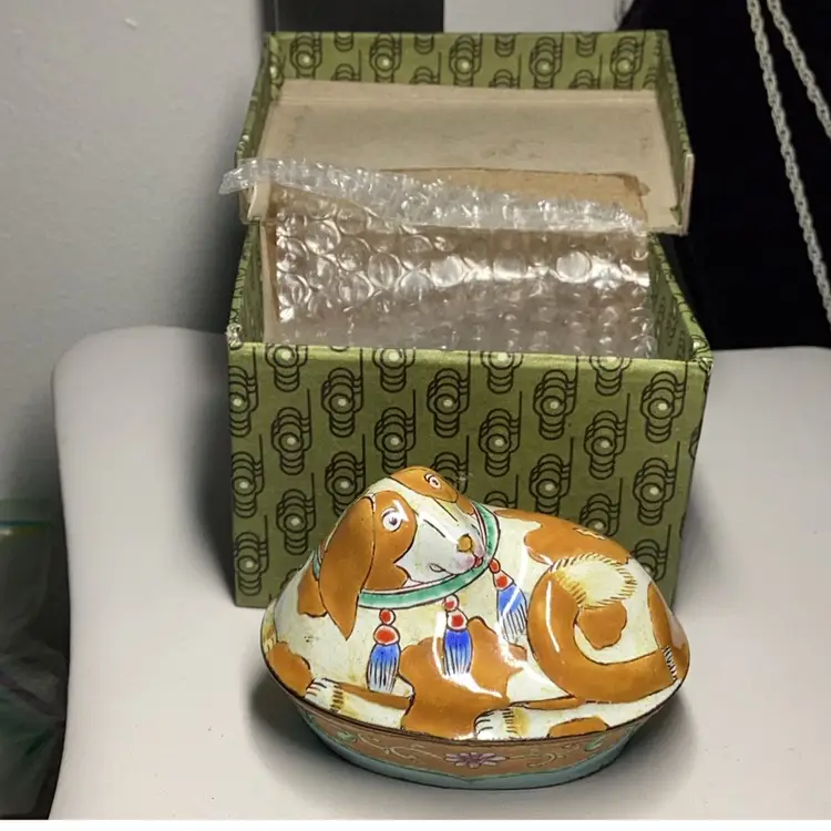 Dog Porcelain Trinket Box