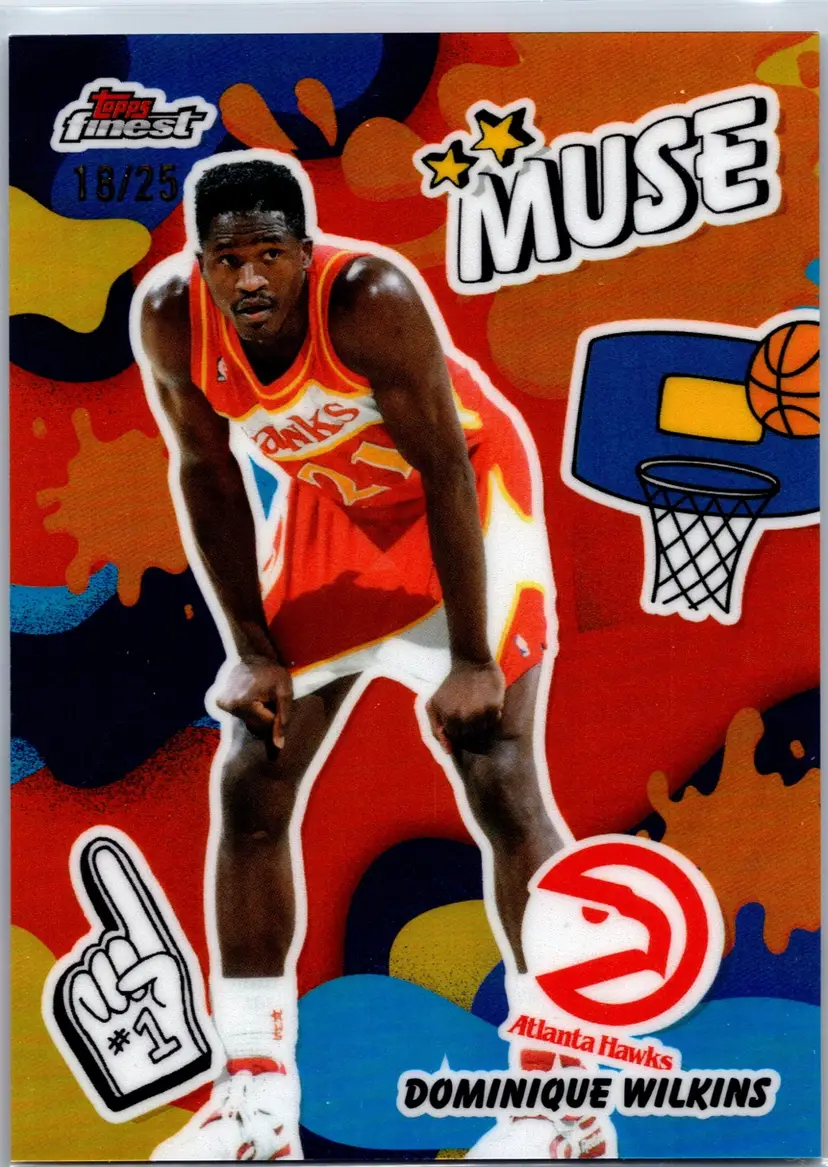 2025-26 Topps Finest Dominique Wilkins #M-21 Muse Orange Refractor /25 Hawks