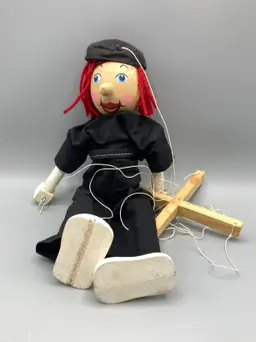 Vintage Red Haired Marionette String Puppet