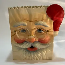 Ceramic Santa Clause Bag Glasses 6.25” Tall