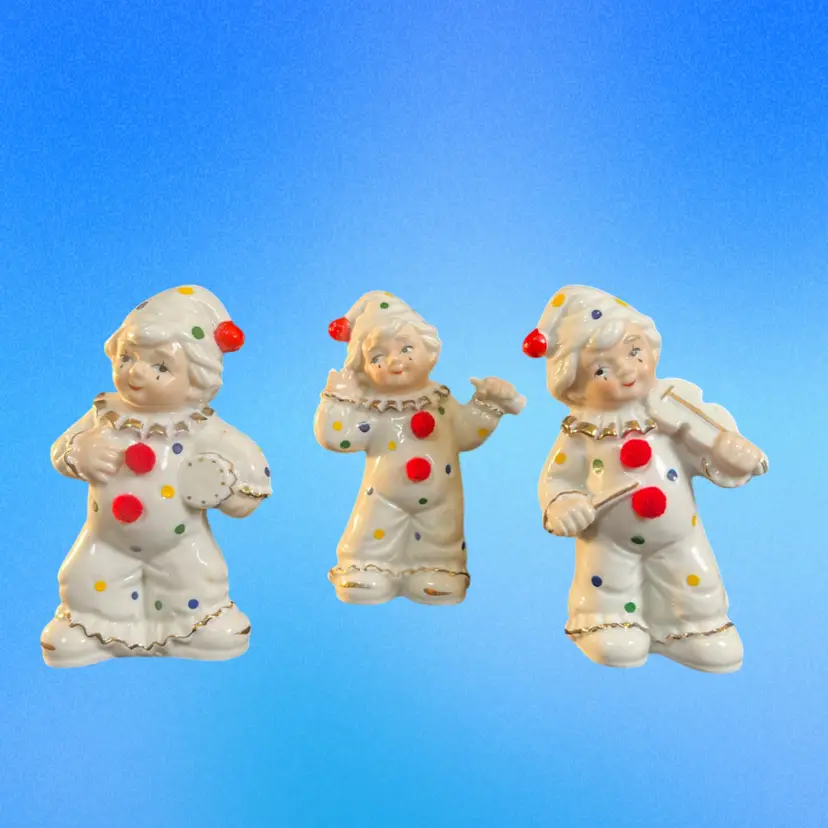 Vintage Porcelain Musical Clown Figurines