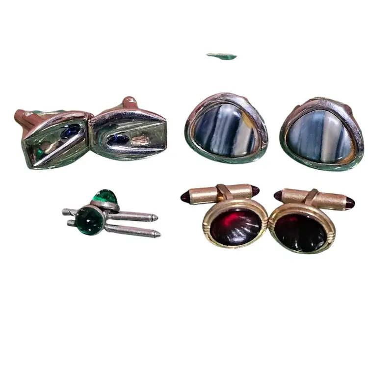 4 Pairs Men's Statement Cabochon Cufflinks!! 1 Pair Krementz!!!!