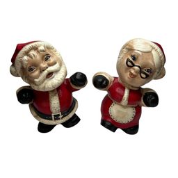 Set Of 2 Santa And Mrs Claus 1969 Gare Barbara Baldwin Stamped 7” Tall