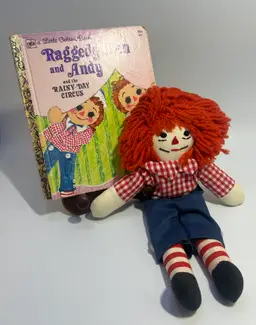 Vintage Raggedy Ann & Andy Golden Book 1978 w/ Handmade 12" Andy Doll
