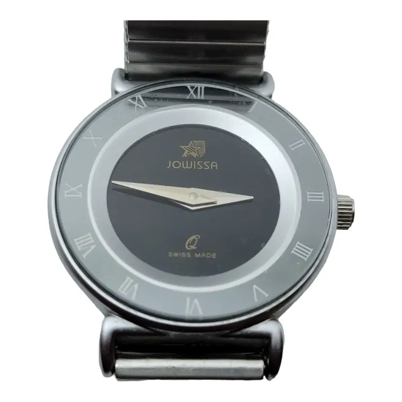 JOWISSA Watch Quartz Stainless Women's Black Dial Silver Stretch Band Swiss Made