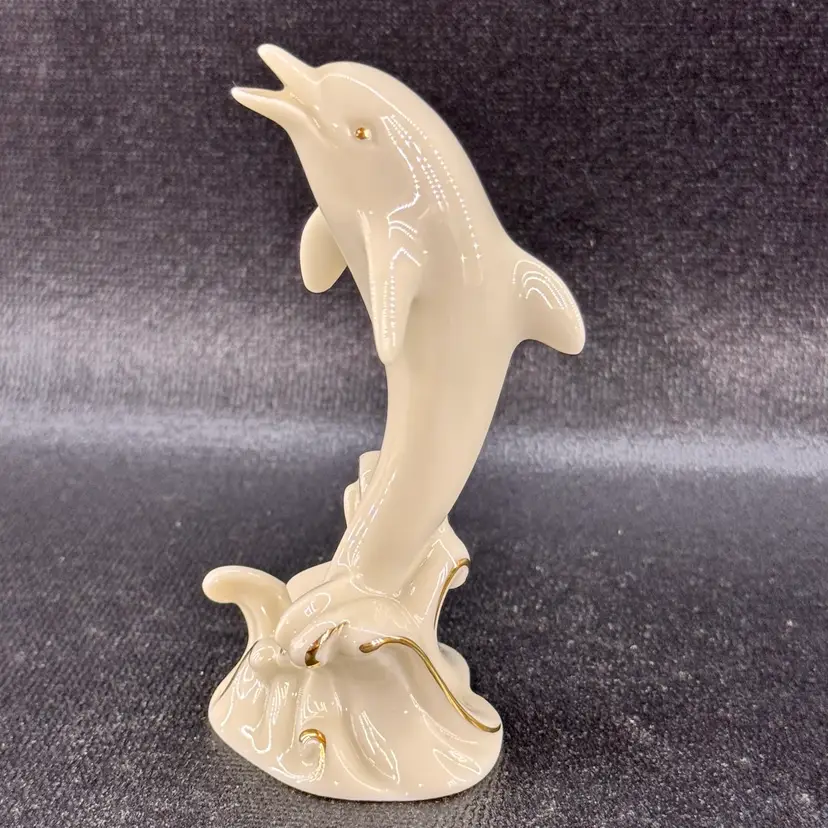 Lenox Small Dolphin Figurine 24K Gold Trim 4”