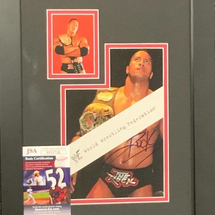 Dwayne Johnson THE ROCK Signed Auto 1998 CI Rookie Card 12x16 Photo Display JSA