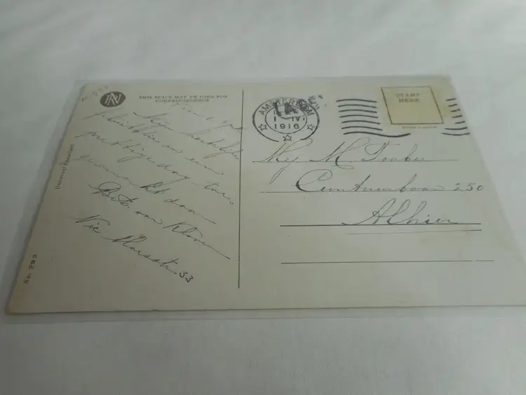 Vintage Postcard Children Grandma 1916 posted Amsterdam Once Upon a time...