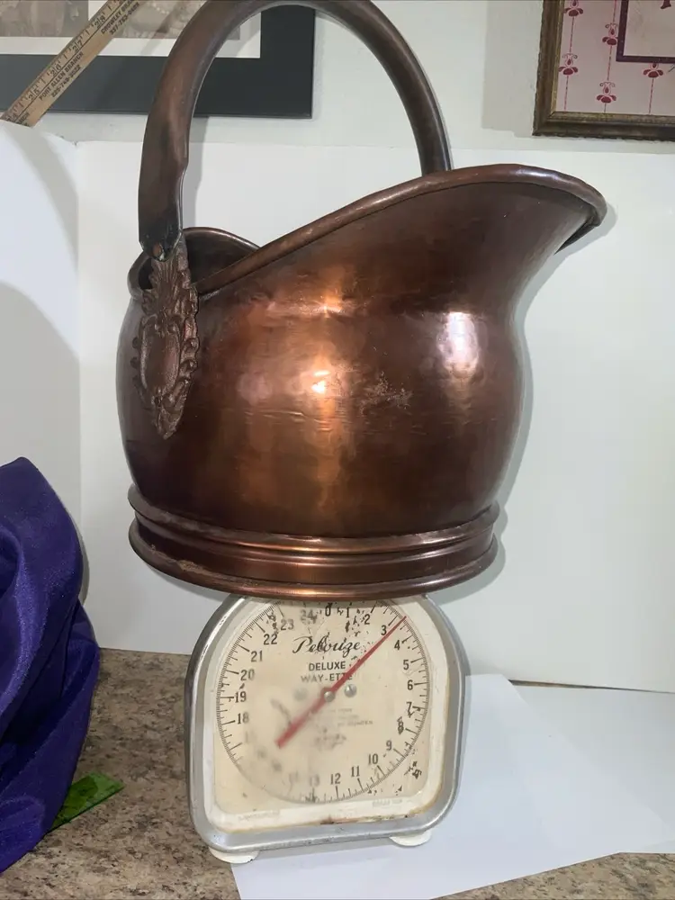 Vintage Copper And Brass Fireplace Ash Kindling Bucket