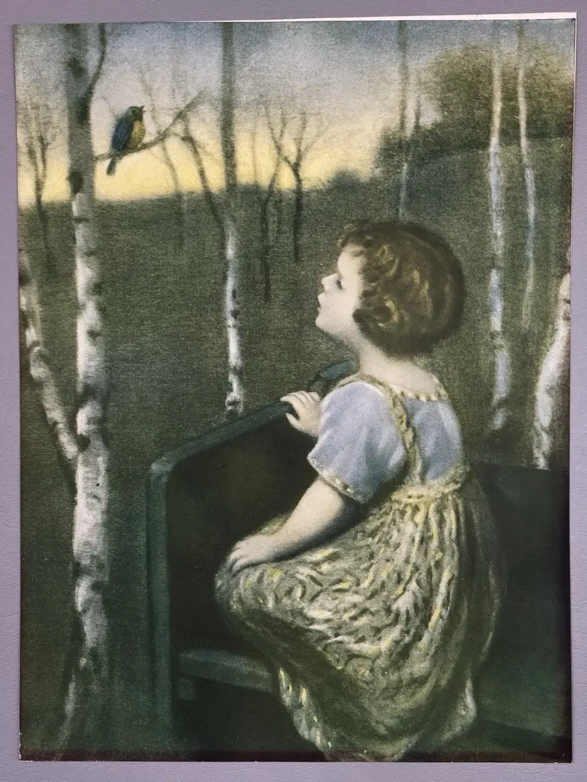 Vintage Song Of The Bluebird Print 12”x16” Art Bird Child Spring Song Nature