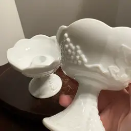 Indiana Colony Harvest white milk glass candlestick holders