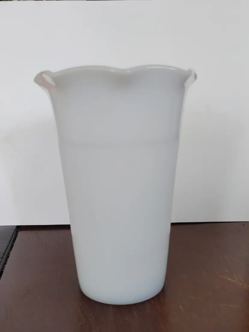 Hazel Atlas milk glass vase. 6.75 inches high. No chips or cracks.