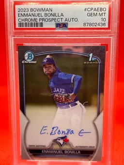 05. Enmanuel Bonilla 2023 Bowman Chrome 1st Auto PSA 10 Slab Toronto Blue Jays