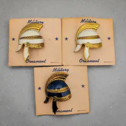 '30s Vtg Roman Legion Helmet Military Ornament Pin Brooch Original Card Qty of 3