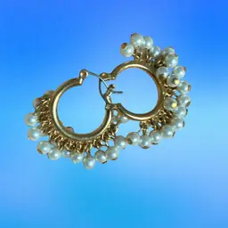 Gold Tone Faux Pearl Cluster Earrings