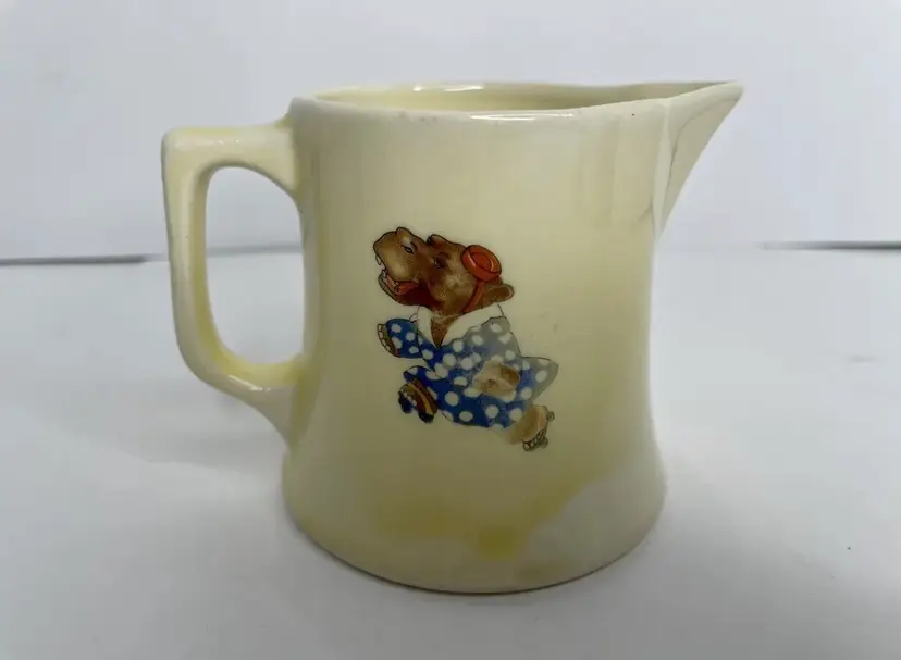 Vtg Ceramic 8 oz Creamer Pitcher Roller Skating House Hippo & Elephant Kitschy