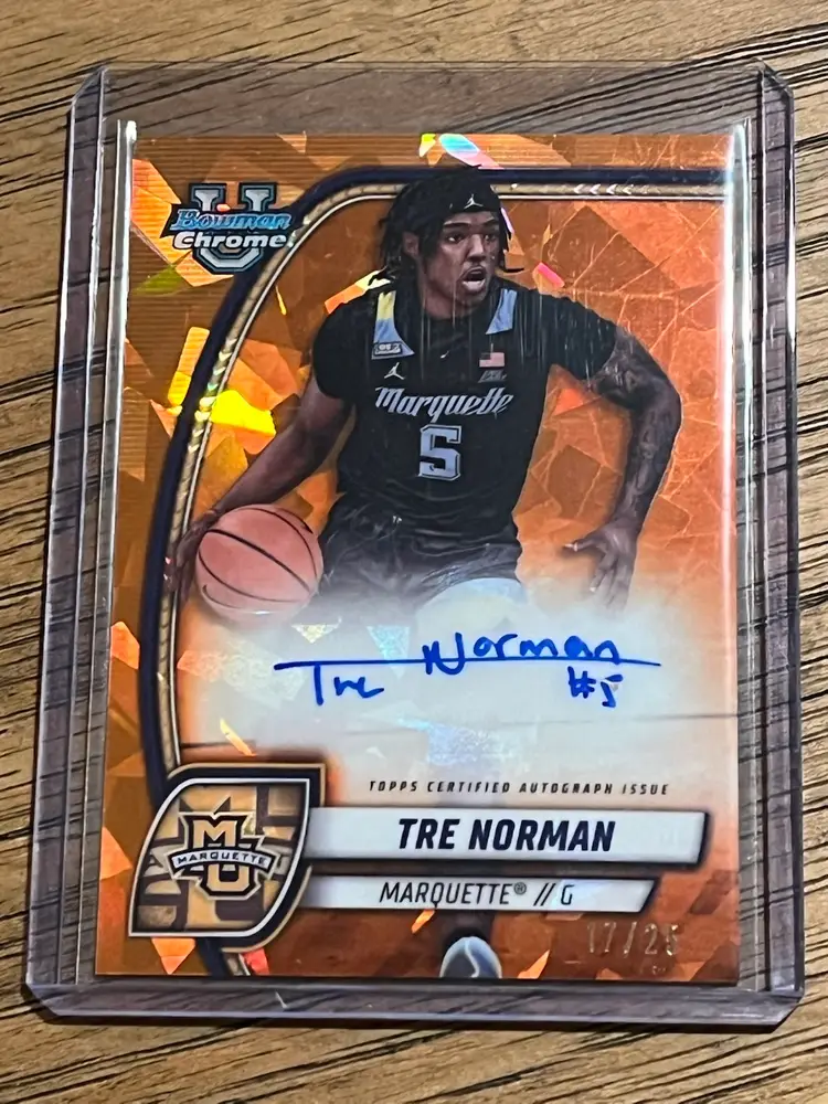 Tre Norman Bowman Chrome U Sapphire Orange Refractor Auto 17/25