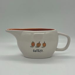 Rae Dunn Gravy Boat Gather Pumpkins White Orange Thanksgiving Fall Autumn