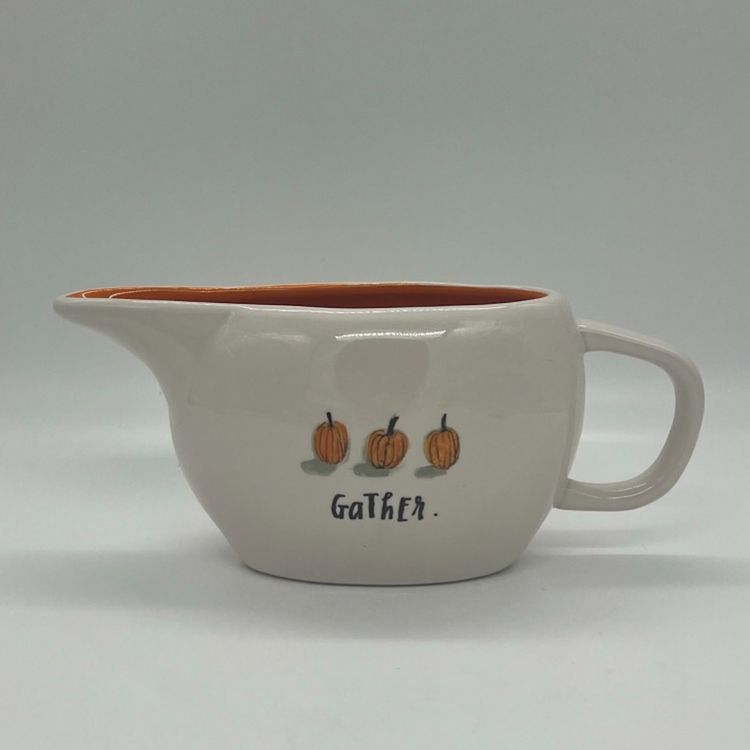 Rae Dunn Gravy Boat Gather Pumpkins White Orange Thanksgiving Fall Autumn