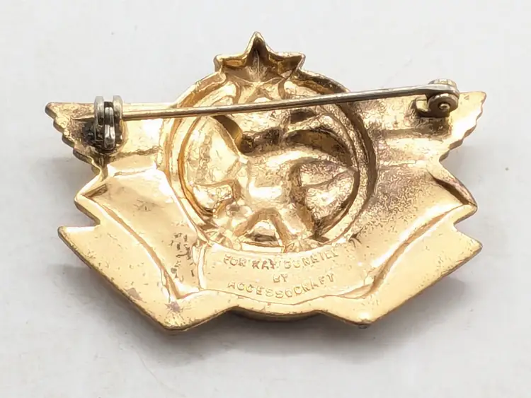 Vintage Accessocraft WWII Patriotic War Relief Brooch Gold Tone