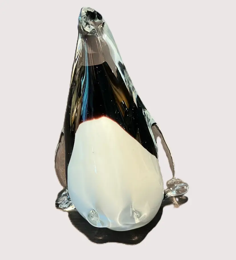 Art Glass Penguin Figurine Paperweight Chip on Foot