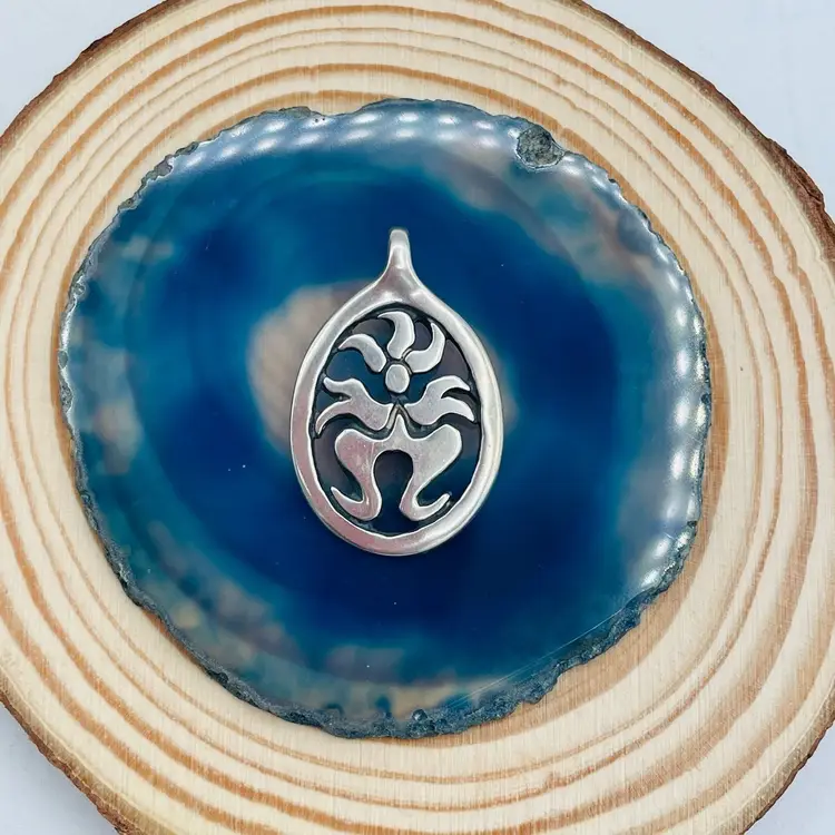 Sterling Stamped Silver Pendant Kali Ma Eternal Hindu Goddess