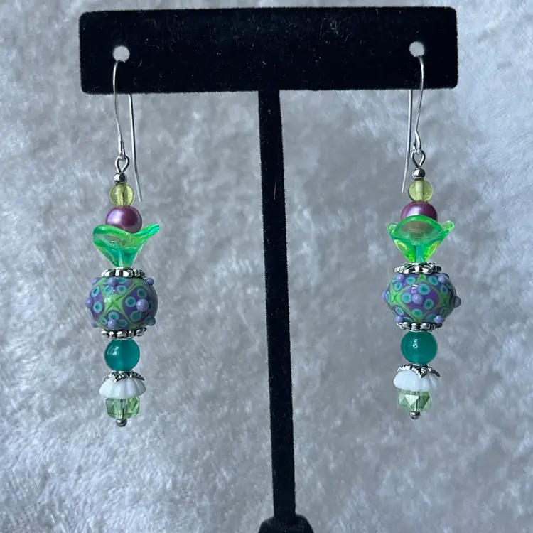 #69 "Maybe Aliens Are Just A Little Shy" Series - Handmade by Me -- Lampwork Glass Earrings