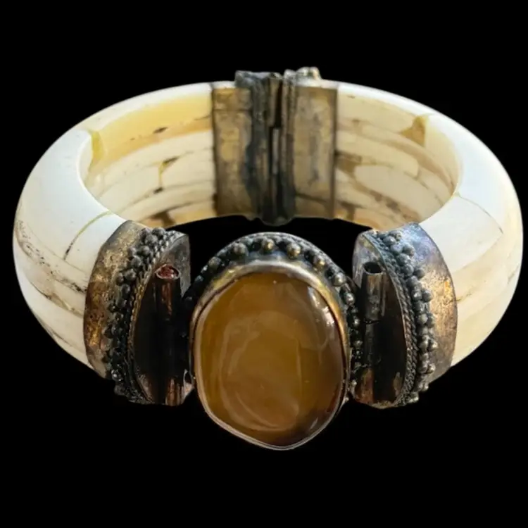 Bone Antique Vintage Hinged Bracelet