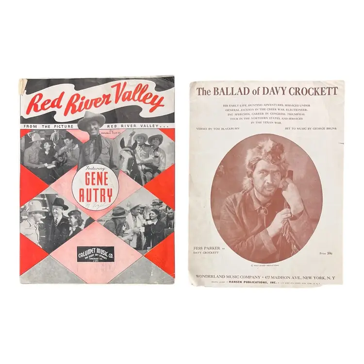 19. 2 Pieces Of Western Themed Sheet Music - Gene Autry And Ballad Of Davey Crockett