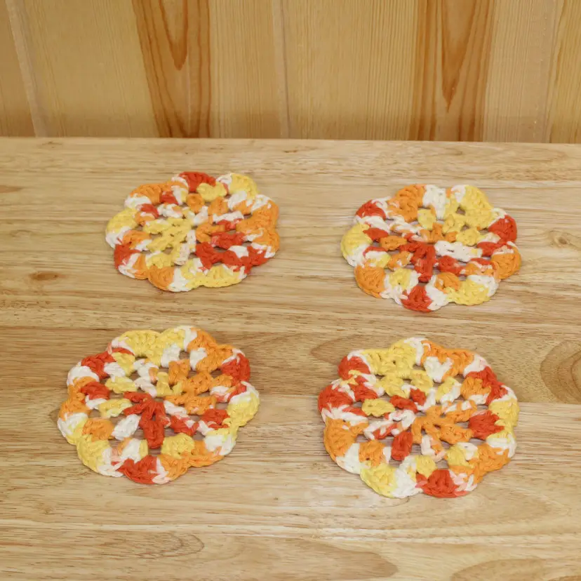 Set of 4 Bright Candy Corn Coasters - Handmade by me