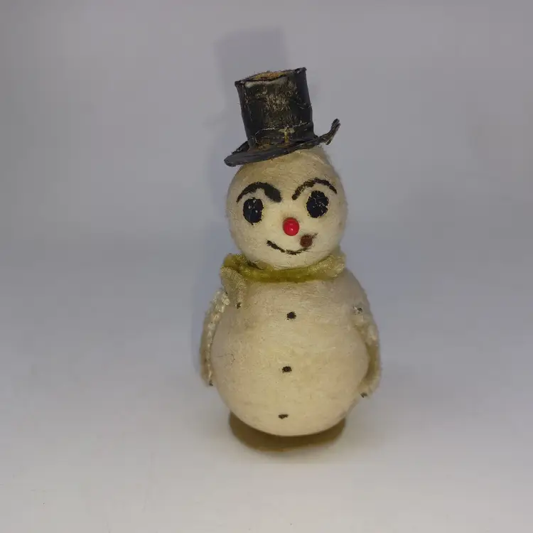 Vintage Antique Spun Cotton Snowman Figurine Christmas Decoration Putz Ornament