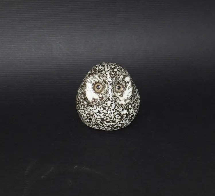 Vintage Pigeon Forge Pottery Dark Brown Speckled Owl 2.5" Tall