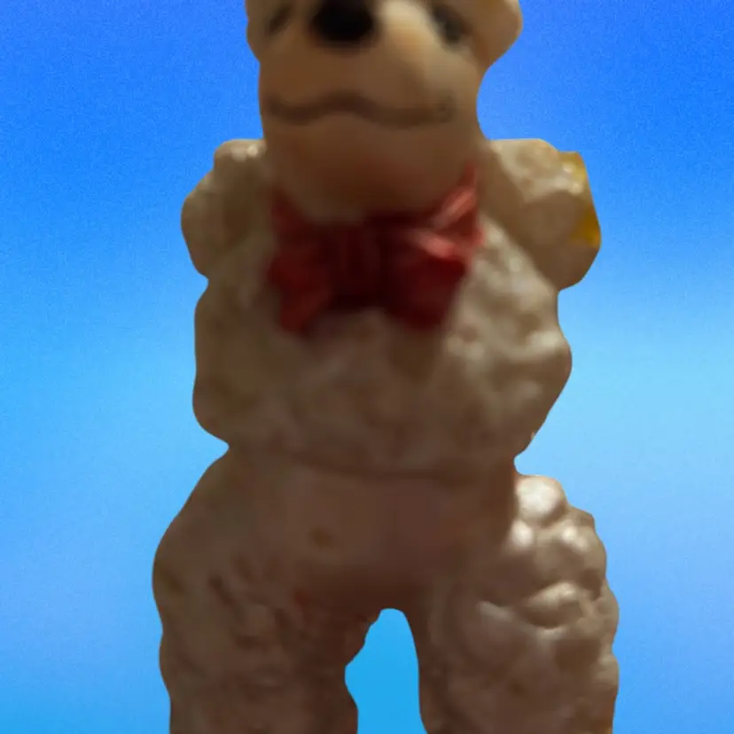 Vintage White, Pink And Gold Luster Porcelain Spaghetti Poodle Figurine