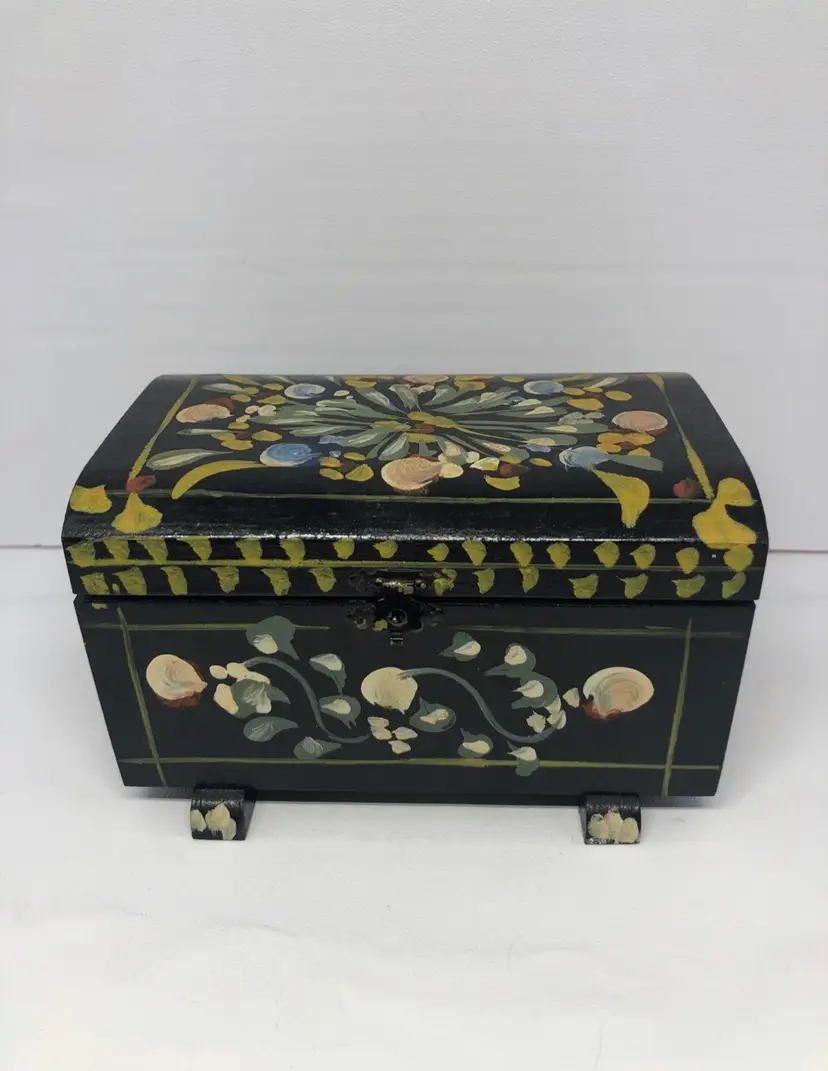 Vintage Hand-Crafted Folk Art Jewelry Box