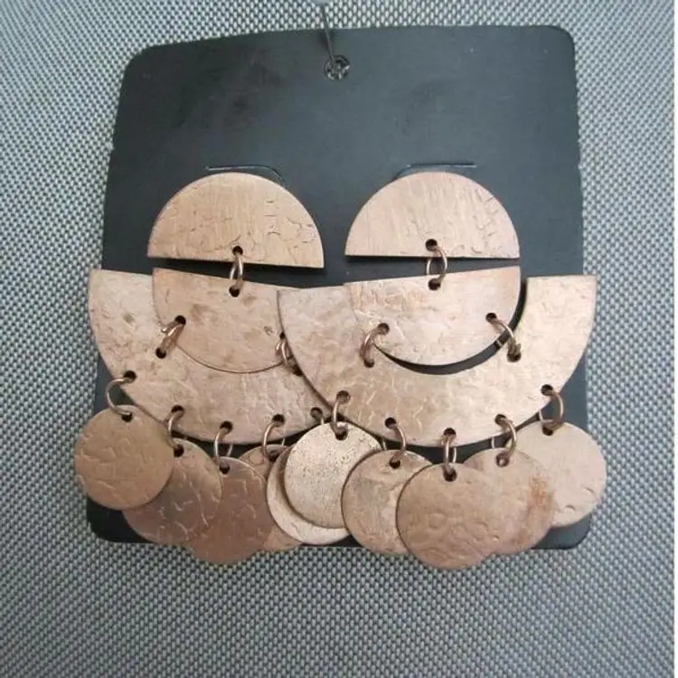 Vintage Southwestern Half Moon Copper Earrings #22