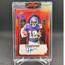 Justin Jefferson 2025 Leaf Metal Halloween Encased Auto 8/13 Minnesota Vikings